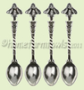 Set of 4 Silver Bee Mini Spoons