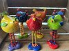 Set of 6  - Colourful & Unusual Fat Wobble Hens